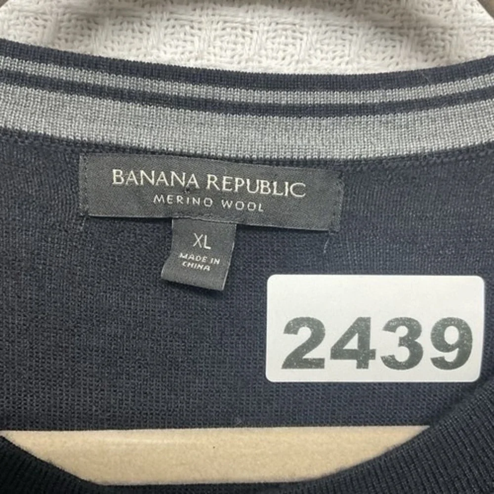 NWOT‎ Banana Republic Black CrewNeck Sweater Pullover Preppy Men XL China Wool